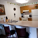 Kitchen of the model apartment at North Farm Estates